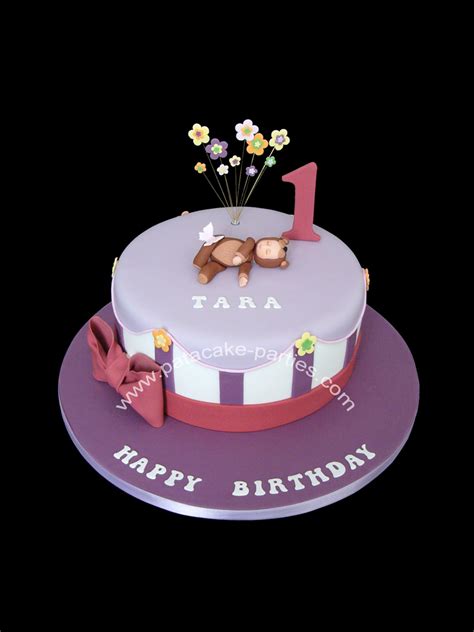 Write name on cakes online for birthday celebration. Pat-a-Cake Parties: 1st Birthday Cake with sleeping baby/bear