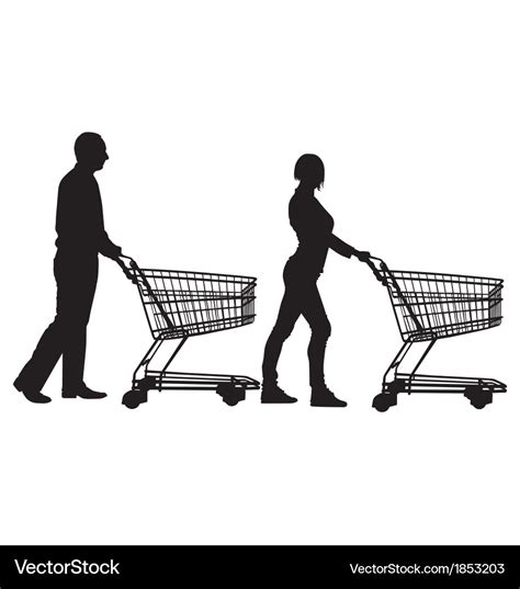 People Pushing Shopping Carts Royalty Free Vector Image