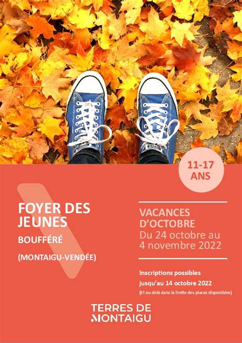 Programme des vacances d octobre Foyer des Jeunes Boufféré Terres de Montaigu