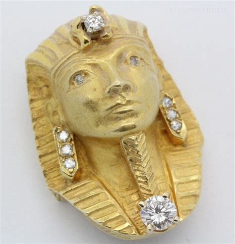 Fine 18k Gold Egyptian Revival Pharaoh 50 Ct Tw Diamond Necklace