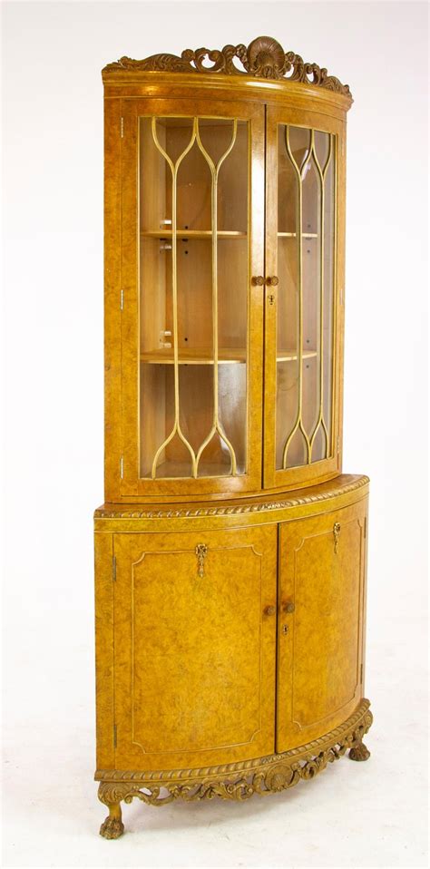 This amazing piece was brought in from california. Antique China Cabinet, Walnut, Bow Front, Curio Cabinet ...