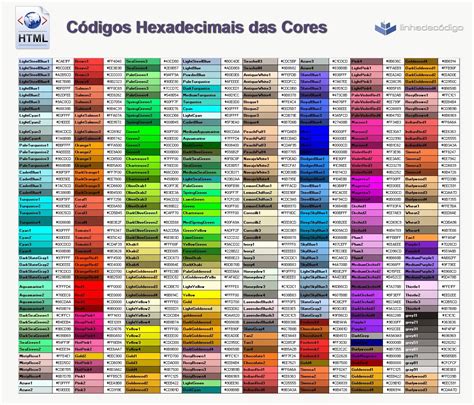 Tabelas De Cores Hexadecimal