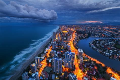 Wallpaper Sea City Cityscape Water Building Sky Clouds Storm