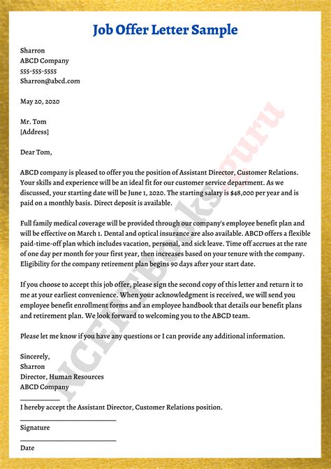 What Is The Format Of Offer Letter Design Talk