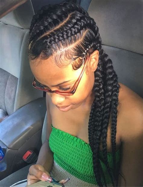 Diagonal Big Cornrow Braids For Black Women Hairstyles