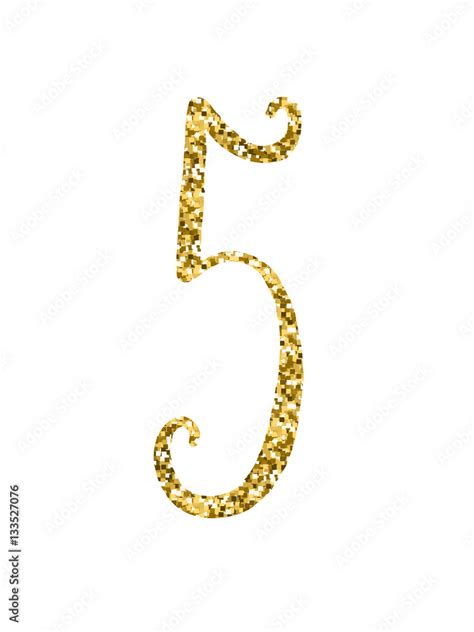 Gold Glitter Hand Lettering Vector Number Icon 5 Stock Vector Adobe Stock
