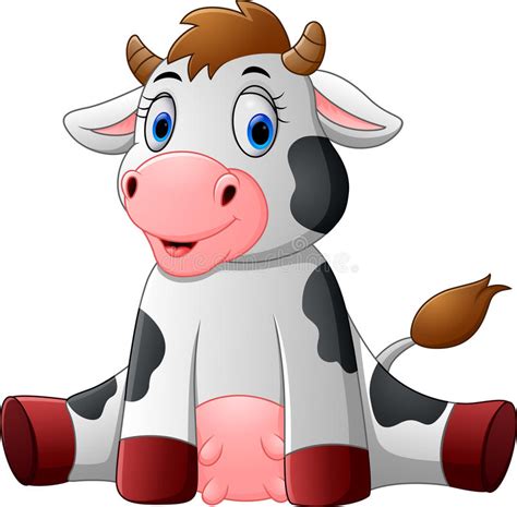 Cute Baby Cow Cartoon Stock Vector Illustration Of Horned