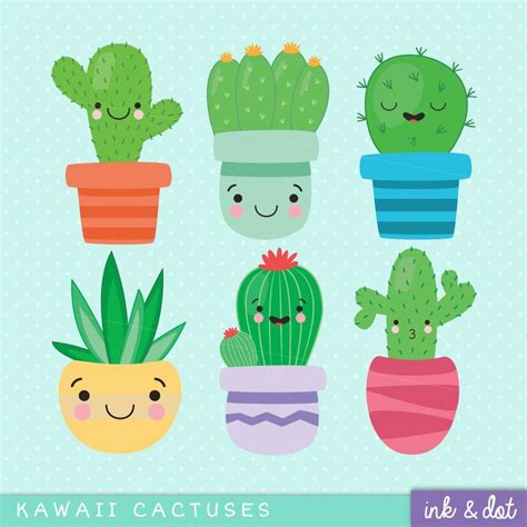 Kawaii Cactus Clip Art Cute Succulent Cacti Kawaii Anime Japan
