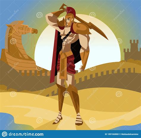 Achilles Mythology Warrior In Troy Stock Vector Illustration Of Brave