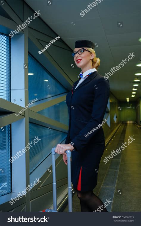 Portrait Attractive Russian Blonde Hair Airhostess Stock Photo Shutterstock