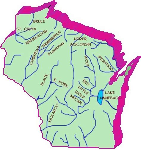 Map Of Wisconsin Lakes And Rivers Yucca Valley Map