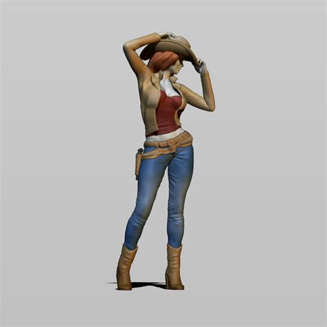 3d Cowgirl Print 18 Scale Cgtrader