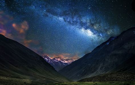 Landscape Nature Mountain Starry Night Milky Way