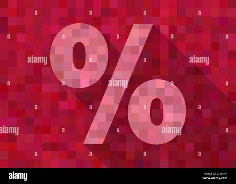 Abstract Red Pixelated Sale Or Discount Sign With Percentage Symbol