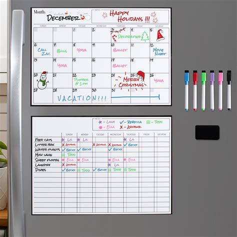 Buy Magnetic Dry Erase Calendar And Chore Chart Bundle For Fridge 2