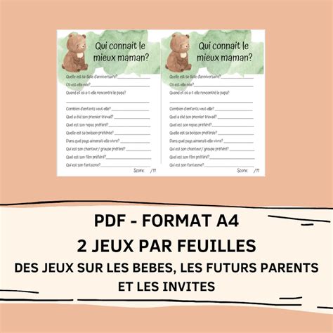 19 Jeux Baby shower FR à imprimer Prédictions bébé en Etsy France