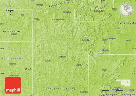 Physical Map Of Creek County