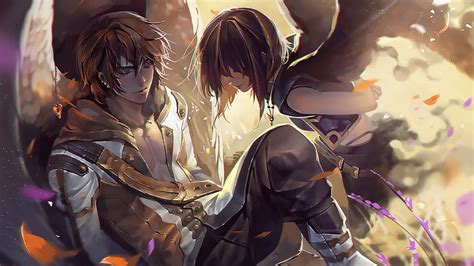 Desktop Wallpaper Anime Couple Angels Hd Image Picture Background