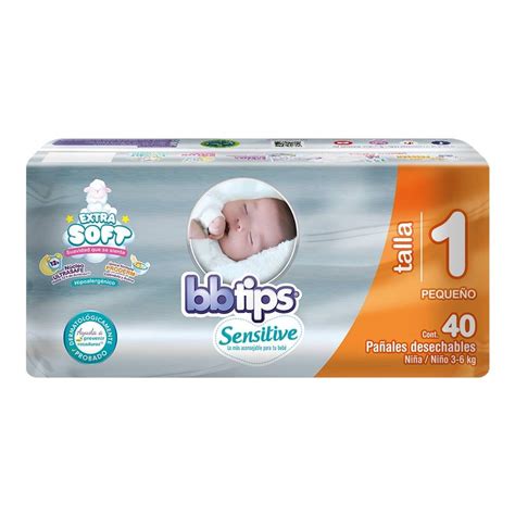 Pañales Bbtips Sensitive talla 1 recién nacido unisex 40 pzas Walmart