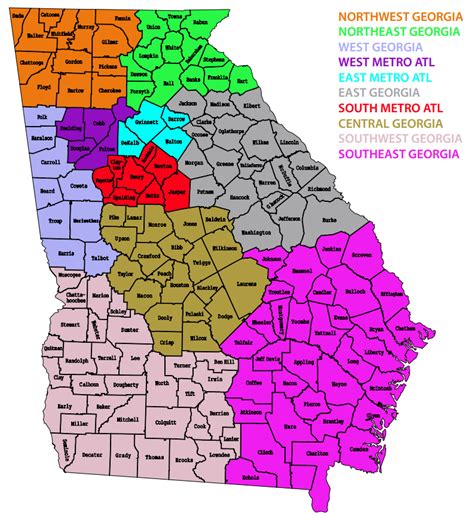 Regional Map Of Georgia Cities And Towns Map