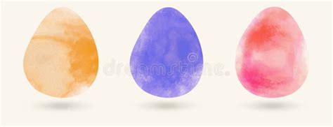 Watercolor Color Easter Eggs Set Vector Stock Vector Illustration Of