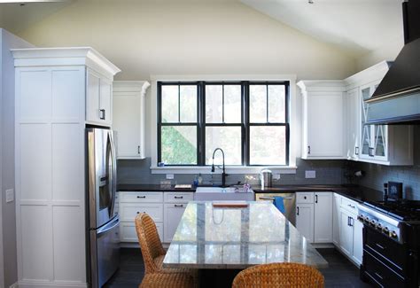 White glass kitchen sinks ukcat practice. Open Concept Black and White Kitchen | Large Kitchen ...
