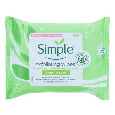 Simple Facial Cleansing Wipes Exfoliating 25s Skincare Product