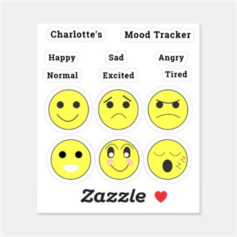 Happy Sad Angry Tired Normal Mood Faces Sticker Zazzle