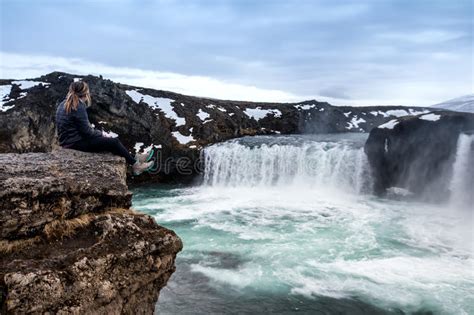 Godafoss Is One Of The Most Beautiful Waterfalls On The Iceland Stock