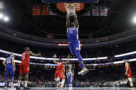 Embiid Leads 76ers To 121 93 Rout Of Harden Rockets
