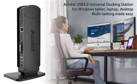 USB Universal Laptop Docking Station Acodot Dual Monitor Dock