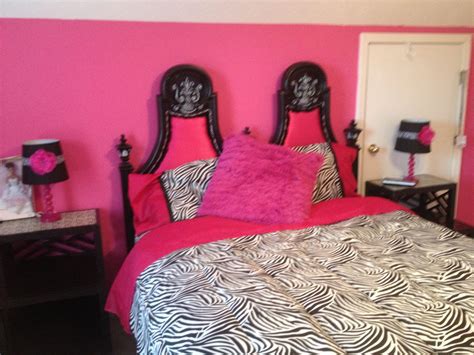pin on black and pink zebra print bedroom
