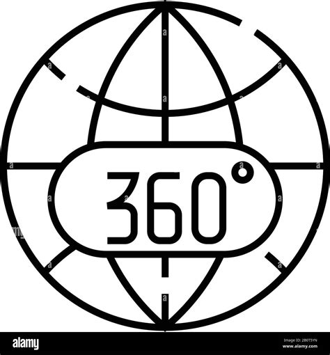 360 View Line Icon Concept Sign Outline Vector Illustration Linear