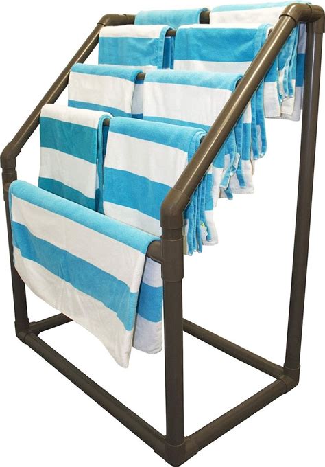 Essentially Yours 5 Bar Pool Towel Rack White Free Standing Poolside