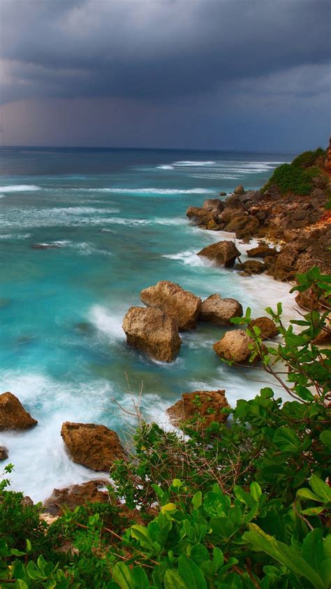 Indonésia Bali Mar Costa Nuvens Rochas 1080x1920 Iphone 8766s