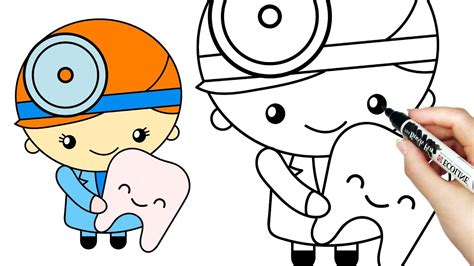 Baby Doctor With Tooth How To Draw Dentist For Kids Art Colors Medicine