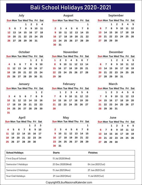 Ook maandkalenders in 2021 inclusief weeknummers zijn te bekijken door hierboven op een van de maanden te klikken. School Holidays Bali 2020-2021 [Academic Calendar Bali ...