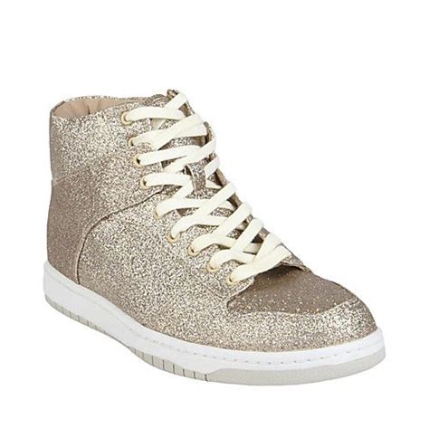 Looking for shoes designed for women? SHUFLE GOLD GLITTER women's athletic fashion hightop ...