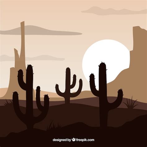 Western Background With Cacti Free Vector