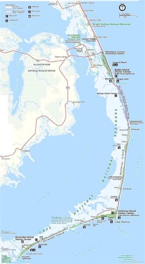 Map Of The Outer Banks Including Hatteras And Ocracoke Islands With