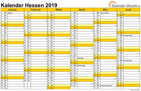 Hälfte mit kalenderwochen und feiertagen. Feiertage 2019 Hessen + Kalender