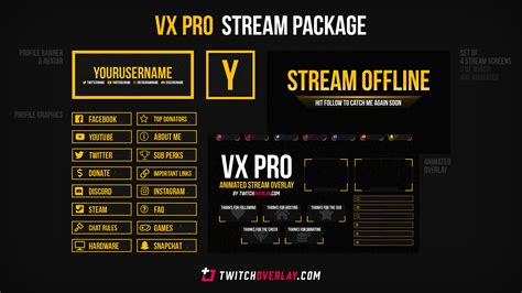 Vx Pro Yellow Animated Yellow Stream Package For Twitch