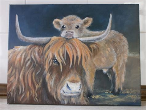 Supercosmic Art Two Highland Cow Paintings