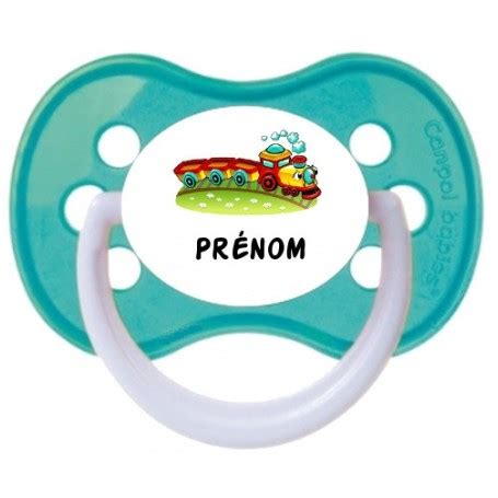 Attache tétine prenom, attache tetine silicone, attache tetine personnalisee. Tétine personnalisée "Prénom Train" - Tetinebebe
