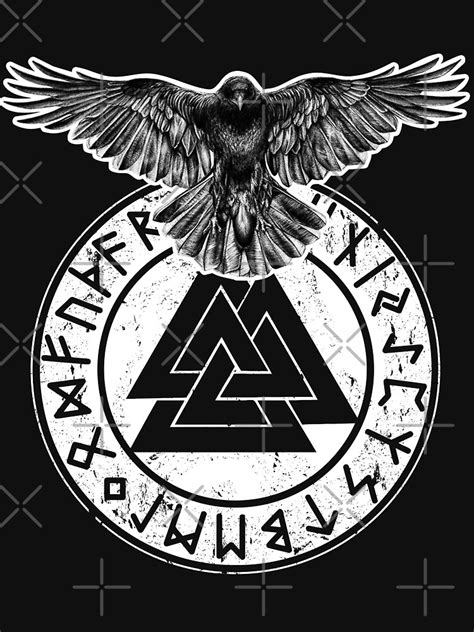 Ravens Odin Valknut Symbol Runes Viking Symbol T Shirt By Bommer20