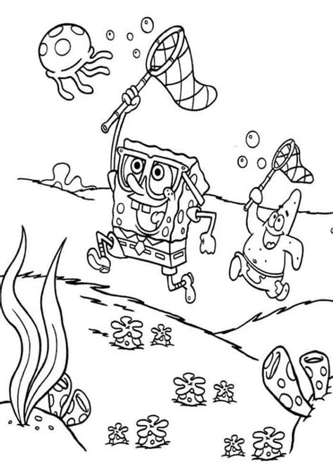 Spongebob Jellyfish Coloring Pages | Birthday coloring pages, Cartoon