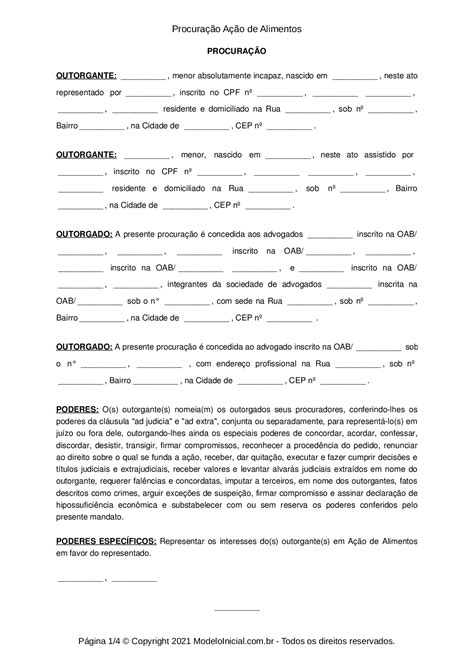 Modelo Procuração Ação de Alimentos