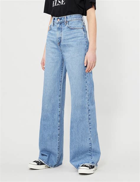 Take the measurements of your waist & hips. Nobody Denim Denim Skylar Wide-leg High-rise Jeans in Blue ...