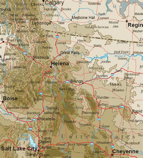 Topographic Map Of Rocky Mountains Tourist Map Of English