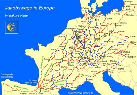 Jakobswege in Europa Wege Übersicht
